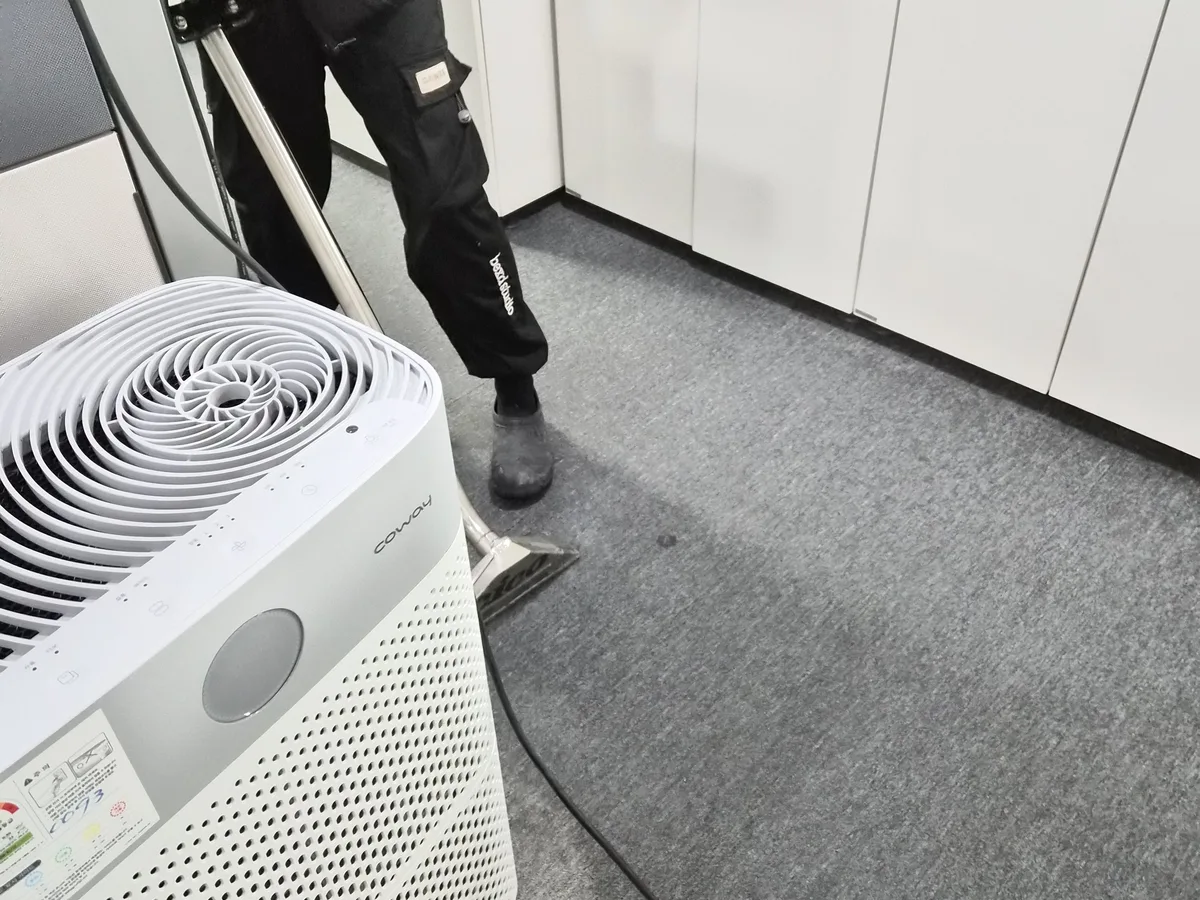 사하구 당리동 사업장 로비·복도 카페트 바닥 위생청소 사례 - 행진크린